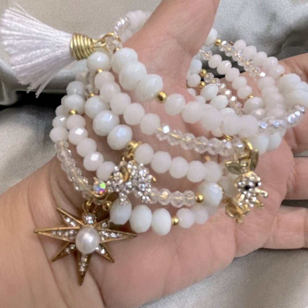 Crystals gold plated charms bracelets